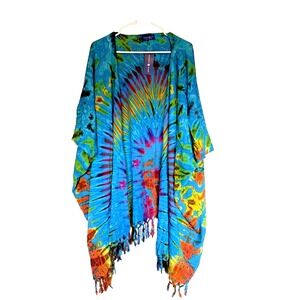 Mexicali Blues Mudmee Colorful Tie Dye Fringe Hem Sarong Top One Size NEW NWT